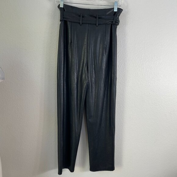NEW Commando Womens Small Black Faux Leather Pants Paperbag Waist Ankle - Picture 14 of 15